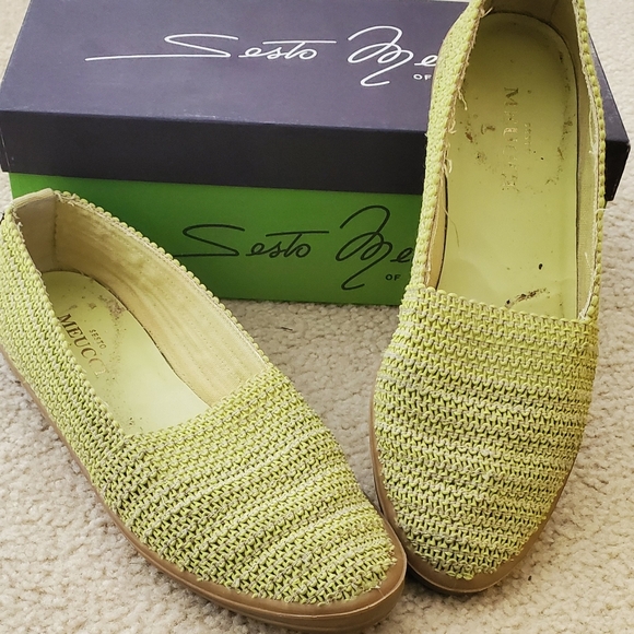 Chartreuse Green Sesto Meucci Boho Woven Flats Like Toms Made In Italy 9 - Picture 2 of 7